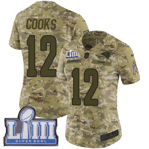 Nike Rams #12 Brandin Cooks Camo Super Bowl LIII Bound Women's Stitched NFL Limited 2018 Salute to Service Jersey Nike Rams #12 Brandin Cooks Camo Super Bowl LIII Bound Women's Stitched NFL Limited 2018 Salute to Service Jersey