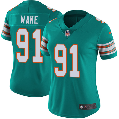Nike Dolphins #91 Cameron Wake Aqua Green Alternate Women's Stitched NFL Vapor Untouchable Limited Jersey Nike Dolphins #91 Cameron Wake Aqua Green Alternate Women's Stitched NFL Vapor Untouchable Limited Jersey