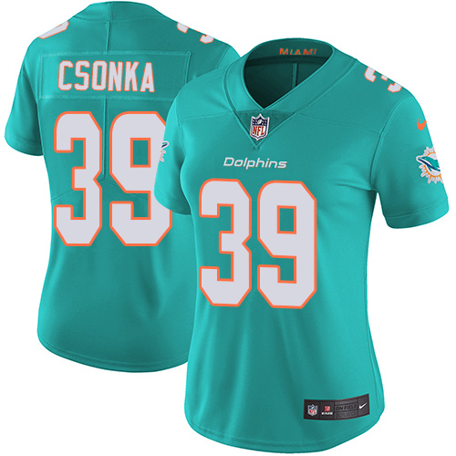 Nike Dolphins #39 Larry Csonka Aqua Green Team Color Women's Stitched NFL Vapor Untouchable Limited Jersey Nike Dolphins #39 Larry Csonka Aqua Green Team Color Women's Stitched NFL Vapor Untouchable Limited Jersey
