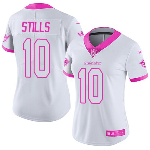 Nike Dolphins #10 Kenny Stills White/Pink Women's Stitched NFL Limited Rush Fashion Jersey Nike Dolphins #10 Kenny Stills White/Pink Women's Stitched NFL Limited Rush Fashion Jersey