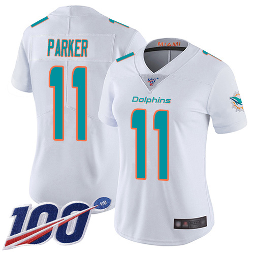 Nike Dolphins #11 DeVante Parker White Women's Stitched NFL 100th Season Vapor Limited Jersey Nike Dolphins #11 DeVante Parker White Women's Stitched NFL 100th Season Vapor Limited Jersey