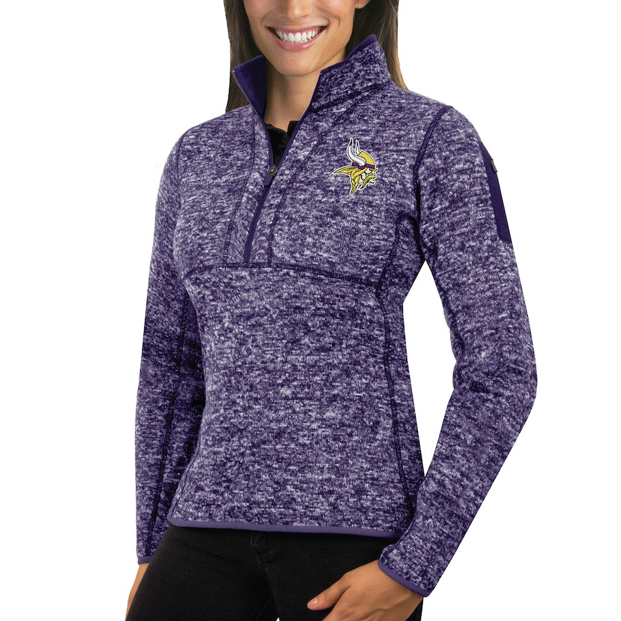 Minnesota Vikings Antigua Women's Fortune Half-Zip Sweater Heather Purple Minnesota Vikings Antigua Women's Fortune Half-Zip Sweater Heather Purple