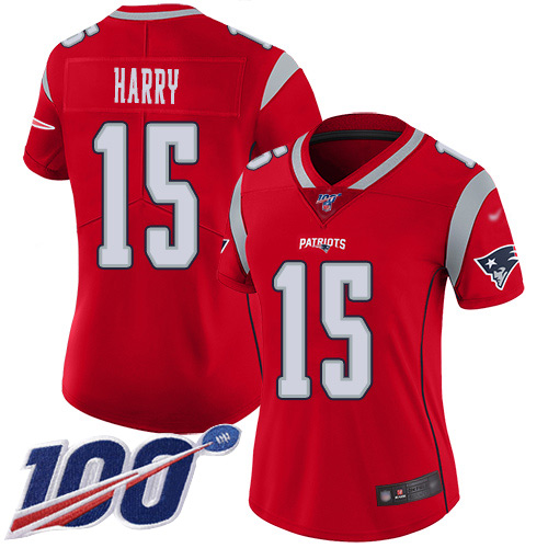Nike Patriots #15 N'Keal Harry Red Women's Stitched NFL Limited Inverted Legend 100th Season Jersey Nike Patriots #15 N'Keal Harry Red Women's Stitched NFL Limited Inverted Legend 100th Season Jersey