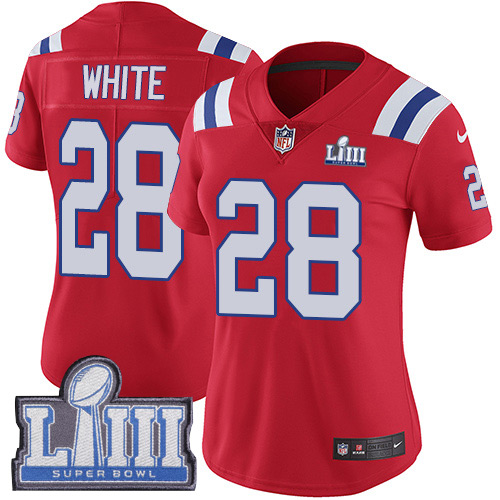 Nike Patriots #28 James White Red Alternate Super Bowl LIII Bound Women's Stitched NFL Vapor Untouchable Limited Jersey Nike Patriots #28 James White Red Alternate Super Bowl LIII Bound Women's Stitched NFL Vapor Untouchable Limited Jersey