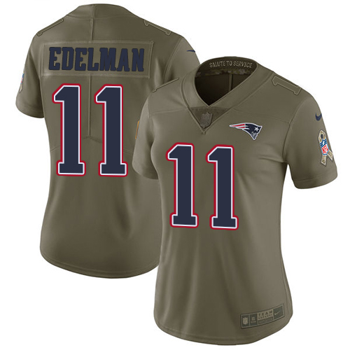 Nike Patriots #11 Julian Edelman Olive Women's Stitched NFL Limited 2017 Salute to Service Jersey Nike Patriots #11 Julian Edelman Olive Women's Stitched NFL Limited 2017 Salute to Service Jersey