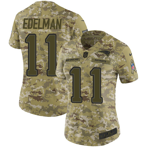 Nike Patriots #11 Julian Edelman Camo Women's Stitched NFL Limited 2018 Salute to Service Jersey Nike Patriots #11 Julian Edelman Camo Women's Stitched NFL Limited 2018 Salute to Service Jersey
