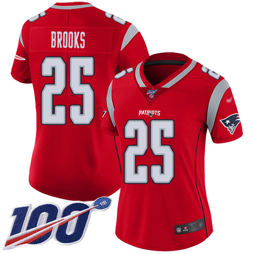 Nike Patriots #25 Terrence Brooks Red Women's Stitched NFL Limited Inverted Legend 100th Season Jersey Nike Patriots #25 Terrence Brooks Red Women's Stitched NFL Limited Inverted Legend 100th Season Jersey