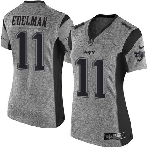 Nike Patriots #11 Julian Edelman Gray Women's Stitched NFL Limited Gridiron Gray Jersey Nike Patriots #11 Julian Edelman Gray Women's Stitched NFL Limited Gridiron Gray Jersey