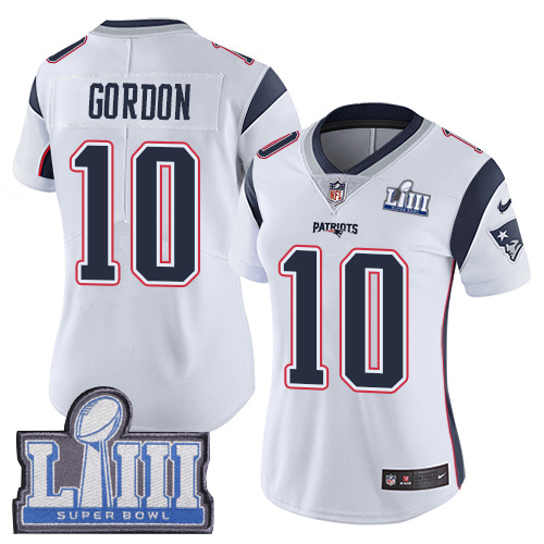 Nike Patriots #10 Josh Gordon White Super Bowl LIII Bound Women's Stitched NFL Vapor Untouchable Limited Jersey Nike Patriots #10 Josh Gordon White Super Bowl LIII Bound Women's Stitched NFL Vapor Untouchable Limited Jersey