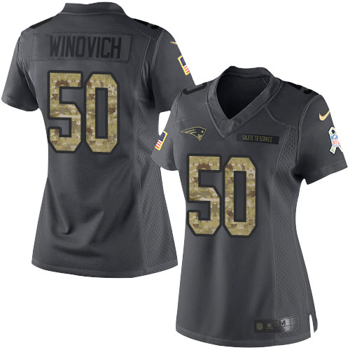Nike Patriots #50 Chase Winovich Black Women's Stitched NFL Limited 2016 Salute to Service Jersey Nike Patriots #50 Chase Winovich Black Women's Stitched NFL Limited 2016 Salute to Service Jersey