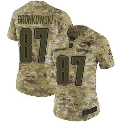 Nike Patriots #87 Rob Gronkowski Camo Women's Stitched NFL Limited 2018 Salute to Service Jersey Nike Patriots #87 Rob Gronkowski Camo Women's Stitched NFL Limited 2018 Salute to Service Jersey