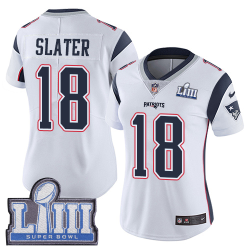 Nike Patriots #18 Matt Slater White Super Bowl LIII Bound Women's Stitched NFL Vapor Untouchable Limited Jersey Nike Patriots #18 Matt Slater White Super Bowl LIII Bound Women's Stitched NFL Vapor Untouchable Limited Jersey