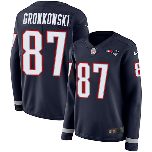 Nike Patriots #87 Rob Gronkowski Navy Blue Team Color Women's Stitched NFL Limited Therma Long Sleeve Jersey Nike Patriots #87 Rob Gronkowski Navy Blue Team Color Women's Stitched NFL Limited Therma Long Sleeve Jersey