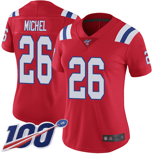 Nike Patriots #26 Sony Michel Red Alternate Women's Stitched NFL 100th Season Vapor Limited Jersey Nike Patriots #26 Sony Michel Red Alternate Women's Stitched NFL 100th Season Vapor Limited Jersey