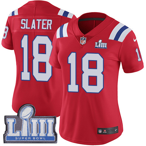 Nike Patriots #18 Matt Slater Red Alternate Super Bowl LIII Bound Women's Stitched NFL Vapor Untouchable Limited Jersey Nike Patriots #18 Matt Slater Red Alternate Super Bowl LIII Bound Women's Stitched NFL Vapor Untouchable Limited Jersey