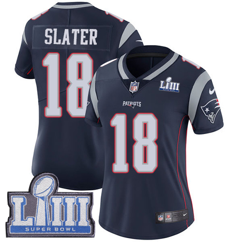 Nike Patriots #18 Matt Slater Navy Blue Team Color Super Bowl LIII Bound Women's Stitched NFL Vapor Untouchable Limited Jersey Nike Patriots #18 Matt Slater Navy Blue Team Color Super Bowl LIII Bound Women's Stitched NFL Vapor Untouchable Limited Jersey