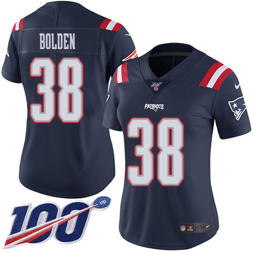 Nike Patriots #38 Brandon Bolden Navy Blue Women's Stitched NFL Limited Rush 100th Season Jersey Nike Patriots #38 Brandon Bolden Navy Blue Women's Stitched NFL Limited Rush 100th Season Jersey