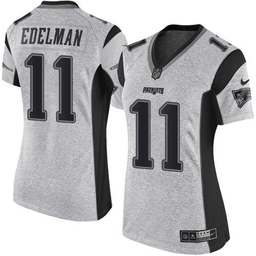 Nike Patriots #11 Julian Edelman Gray Women's Stitched NFL Limited Gridiron Gray II Jersey Nike Patriots #11 Julian Edelman Gray Women's Stitched NFL Limited Gridiron Gray II Jersey