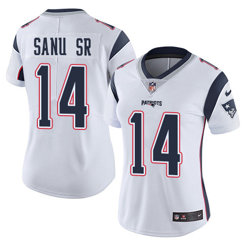 Nike Patriots #14 Mohamed Sanu Sr White Women's Stitched NFL Vapor Untouchable Limited Jersey Nike Patriots #14 Mohamed Sanu Sr White Women's Stitched NFL Vapor Untouchable Limited Jersey