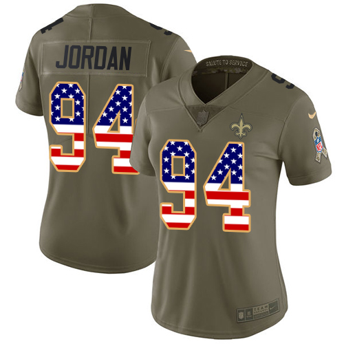 Nike Saints #94 Cameron Jordan Olive/USA Flag Women's Stitched NFL Limited 2017 Salute to Service Jersey Nike Saints #94 Cameron Jordan Olive/USA Flag Women's Stitched NFL Limited 2017 Salute to Service Jersey