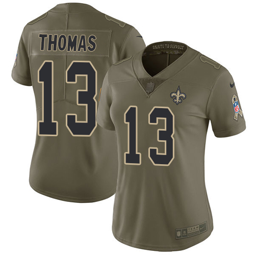 Nike Saints #13 Michael Thomas Olive Women's Stitched NFL Limited 2017 Salute to Service Jersey Nike Saints #13 Michael Thomas Olive Women's Stitched NFL Limited 2017 Salute to Service Jersey