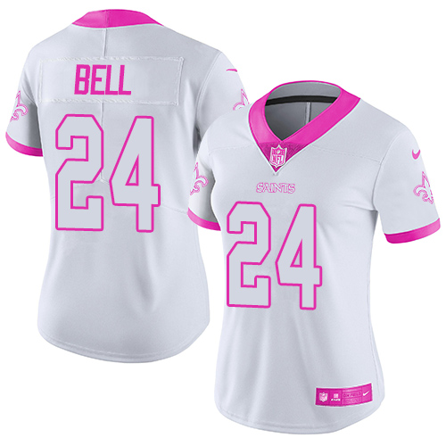Nike Saints #24 Vonn Bell White/Pink Women's Stitched NFL Limited Rush Fashion Jersey Nike Saints #24 Vonn Bell White/Pink Women's Stitched NFL Limited Rush Fashion Jersey