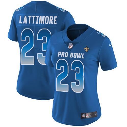 Nike Saints #23 Marshon Lattimore Royal Women's Stitched NFL Limited NFC 2018 Pro Bowl Jersey Nike Saints #23 Marshon Lattimore Royal Women's Stitched NFL Limited NFC 2018 Pro Bowl Jersey