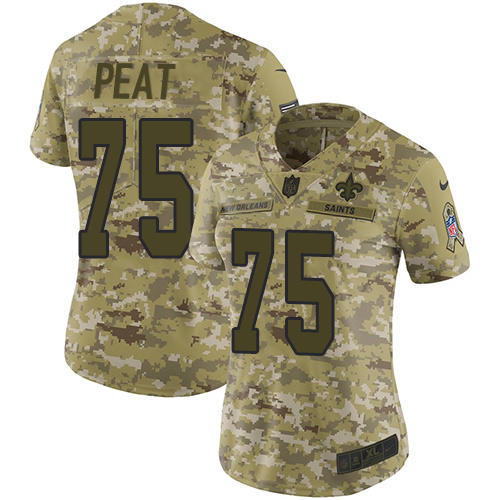 Nike Saints #75 Andrus Peat Camo Women's Stitched NFL Limited 2018 Salute to Service Jersey Nike Saints #75 Andrus Peat Camo Women's Stitched NFL Limited 2018 Salute to Service Jersey