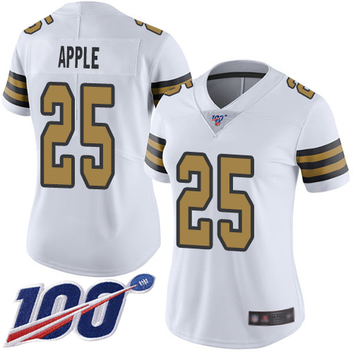 Nike Saints #25 Eli Apple White Women's Stitched NFL Limited Rush 100th Season Jersey Nike Saints #25 Eli Apple White Women's Stitched NFL Limited Rush 100th Season Jersey