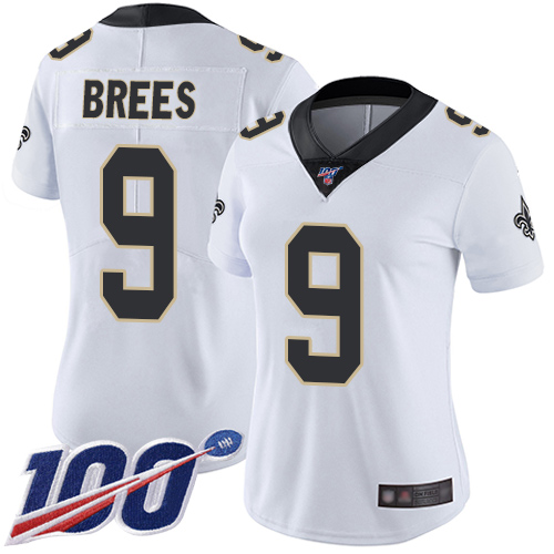 Nike Saints #9 Drew Brees White Women's Stitched NFL 100th Season Vapor Limited Jersey Nike Saints #9 Drew Brees White Women's Stitched NFL 100th Season Vapor Limited Jersey