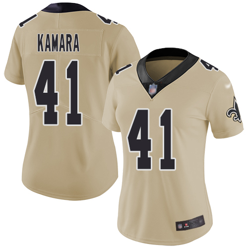 Nike Saints #41 Alvin Kamara Gold Women's Stitched NFL Limited Inverted Legend Jersey Nike Saints #41 Alvin Kamara Gold Women's Stitched NFL Limited Inverted Legend Jersey