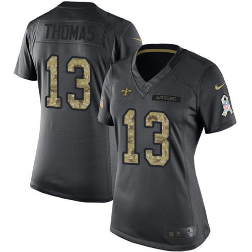 Nike Saints #13 Michael Thomas Black Women's Stitched NFL Limited 2016 Salute to Service Jersey Nike Saints #13 Michael Thomas Black Women's Stitched NFL Limited 2016 Salute to Service Jersey