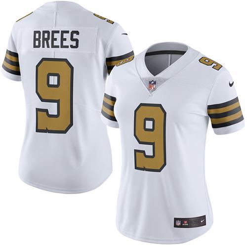 Nike Saints #9 Drew Brees White Women's Stitched NFL Limited Rush Jersey Nike Saints #9 Drew Brees White Women's Stitched NFL Limited Rush Jersey