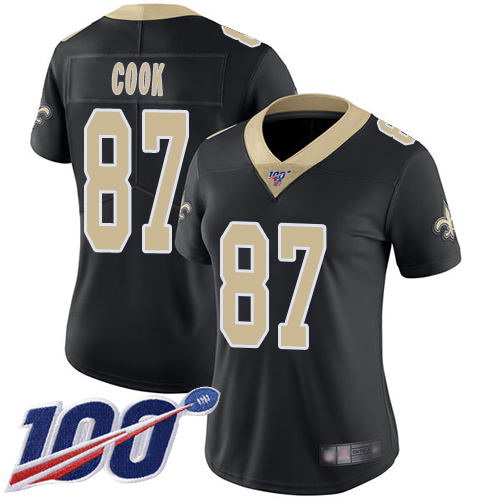 Nike Saints #87 Jared Cook Black Team Color Women's Stitched NFL 100th Season Vapor Limited Jersey Nike Saints #87 Jared Cook Black Team Color Women's Stitched NFL 100th Season Vapor Limited Jersey