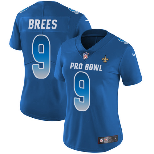 Nike Saints #9 Drew Brees Royal Women's Stitched NFL Limited NFC 2018 Pro Bowl Jersey Nike Saints #9 Drew Brees Royal Women's Stitched NFL Limited NFC 2018 Pro Bowl Jersey