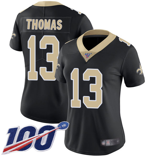 Nike Saints #13 Michael Thomas Black Team Color Women's Stitched NFL 100th Season Vapor Limited Jersey Nike Saints #13 Michael Thomas Black Team Color Women's Stitched NFL 100th Season Vapor Limited Jersey