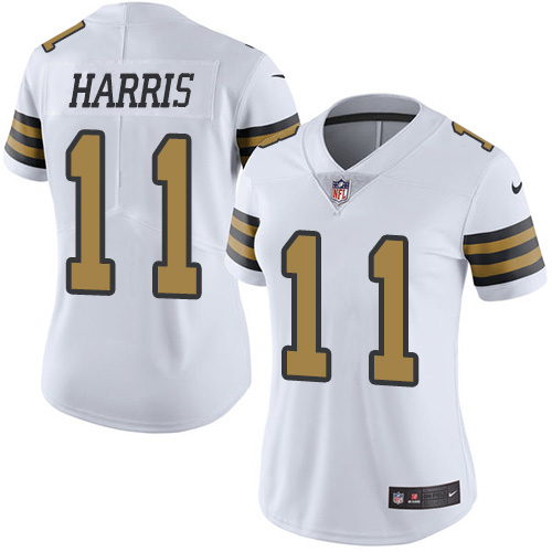 Nike Saints #11 Deonte Harris White Women's Stitched NFL Limited Rush Jersey Nike Saints #11 Deonte Harris White Women's Stitched NFL Limited Rush Jersey