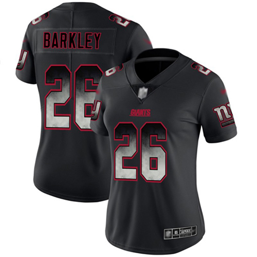 Nike Giants #26 Saquon Barkley Black Women's Stitched NFL Vapor Untouchable Limited Smoke Fashion Jersey Nike Giants #26 Saquon Barkley Black Women's Stitched NFL Vapor Untouchable Limited Smoke Fashion Jersey