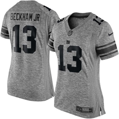 Nike Giants #13 Odell Beckham Jr Gray Women's Stitched NFL Limited Gridiron Gray Jersey Nike Giants #13 Odell Beckham Jr Gray Women's Stitched NFL Limited Gridiron Gray Jersey
