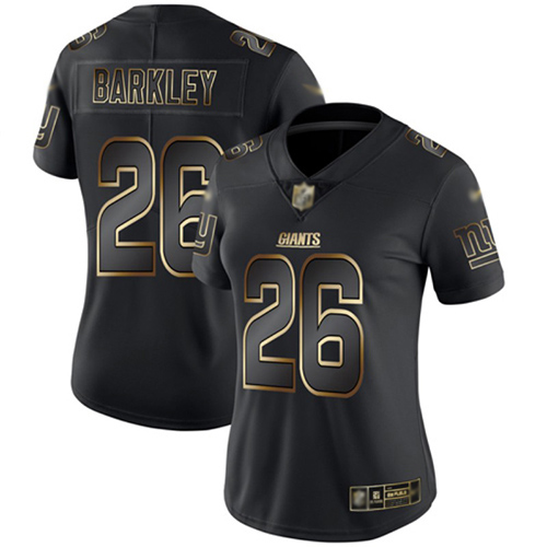 Nike Giants #26 Saquon Barkley Black/Gold Women's Stitched NFL Vapor Untouchable Limited Jersey Nike Giants #26 Saquon Barkley Black/Gold Women's Stitched NFL Vapor Untouchable Limited Jersey