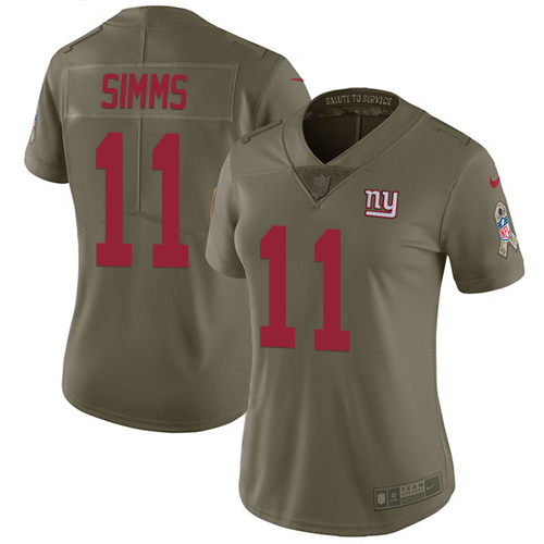Nike Giants #11 Phil Simms Olive Women's Stitched NFL Limited 2017 Salute to Service Jersey Nike Giants #11 Phil Simms Olive Women's Stitched NFL Limited 2017 Salute to Service Jersey
