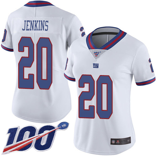 Nike Giants #20 Janoris Jenkins White Women's Stitched NFL Limited Rush 100th Season Jersey Nike Giants #20 Janoris Jenkins White Women's Stitched NFL Limited Rush 100th Season Jersey