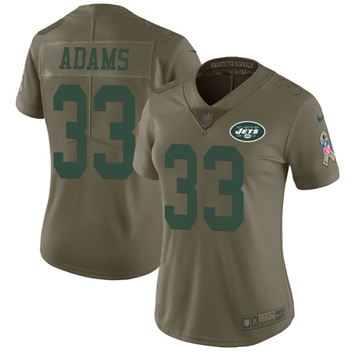 Nike Jets #33 Jamal Adams Olive Women's Stitched NFL Limited 2017 Salute to Service Jersey Nike Jets #33 Jamal Adams Olive Women's Stitched NFL Limited 2017 Salute to Service Jersey