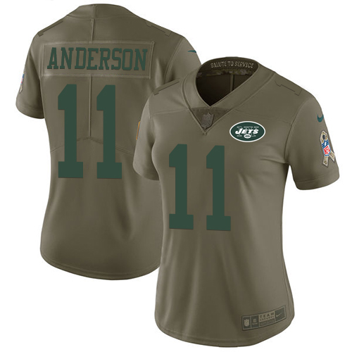 Nike Jets #11 Robby Anderson Olive Women's Stitched NFL Limited 2017 Salute to Service Jersey Nike Jets #11 Robby Anderson Olive Women's Stitched NFL Limited 2017 Salute to Service Jersey