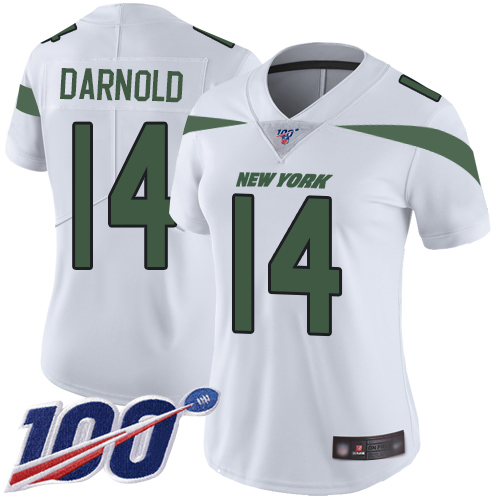 Nike Jets #14 Sam Darnold White Women's Stitched NFL 100th Season Vapor Limited Jersey Nike Jets #14 Sam Darnold White Women's Stitched NFL 100th Season Vapor Limited Jersey