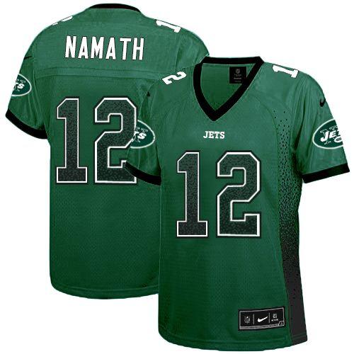 Nike Jets #12 Joe Namath Green Team Color Women's Stitched NFL Elite Drift Fashion Jersey Nike Jets #12 Joe Namath Green Team Color Women's Stitched NFL Elite Drift Fashion Jersey