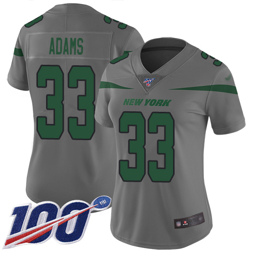 Nike Jets #33 Jamal Adams Gray Women's Stitched NFL Limited Inverted Legend 100th Season Jersey Nike Jets #33 Jamal Adams Gray Women's Stitched NFL Limited Inverted Legend 100th Season Jersey