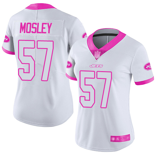 Nike Jets #57 C.J. Mosley White/Pink Women's Stitched NFL Limited Rush Fashion Jersey Nike Jets #57 C.J. Mosley White/Pink Women's Stitched NFL Limited Rush Fashion Jersey