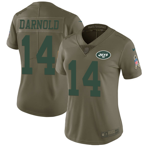 Nike Jets #14 Sam Darnold Olive Women's Stitched NFL Limited 2017 Salute to Service Jersey Nike Jets #14 Sam Darnold Olive Women's Stitched NFL Limited 2017 Salute to Service Jersey