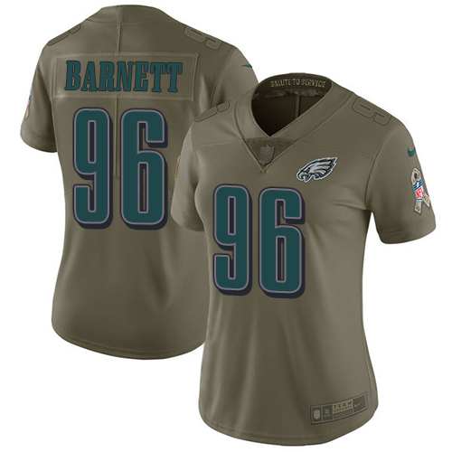 Nike Eagles #96 Derek Barnett Olive Women's Stitched NFL Limited 2017 Salute to Service Jersey Nike Eagles #96 Derek Barnett Olive Women's Stitched NFL Limited 2017 Salute to Service Jersey